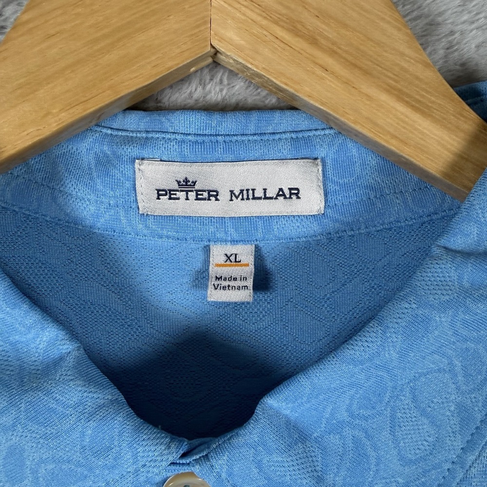 Peter Millar Mens XL Blue Paisley Stretch Short Sleeve Polo MS20EK83S - Picture 3 of 8